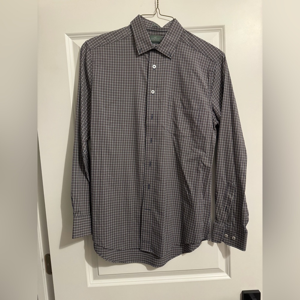 Genteal Men's Gray Check Dress Shirt